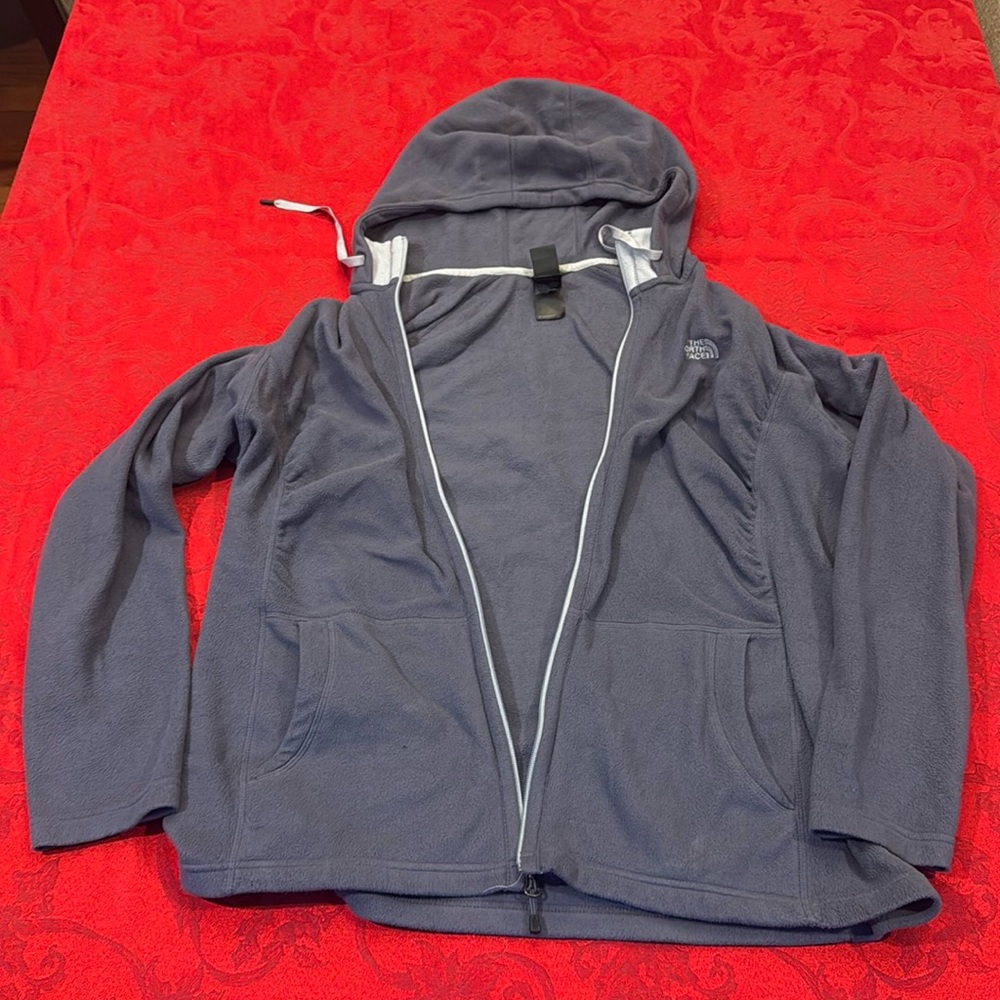 The North Face grey  Hooded full Zip-Up Sweatshirt 2 pockets size XXL